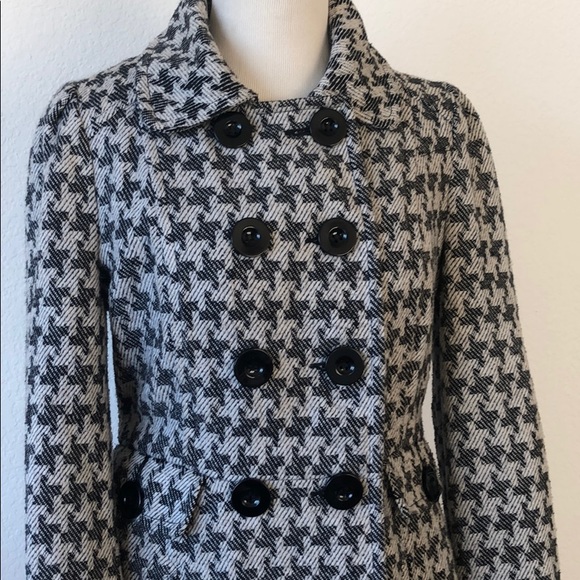 Sashimi Pea Coat Small Black and White Houndstooth - Picture 2 of 6
